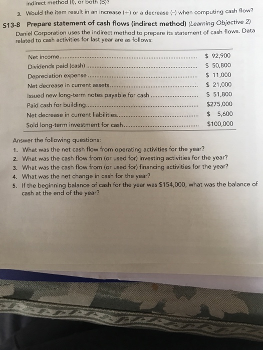  (I), both (B)? indirect method or Would the item result in