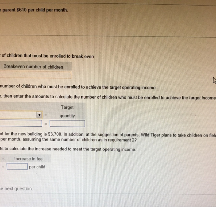 of children who must be enrolled to achieve the target operating income,