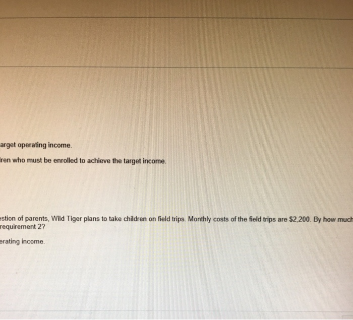 and finding out how much should Wild Tiger increase fees per child