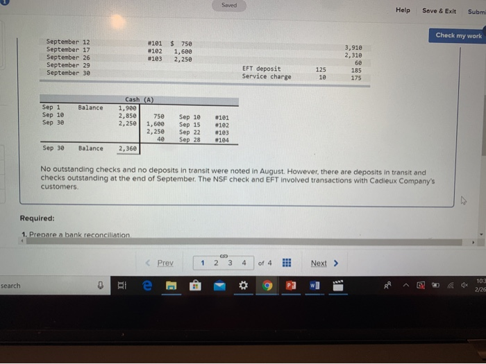 (The following information applies to the questions displayed below.) The September 30