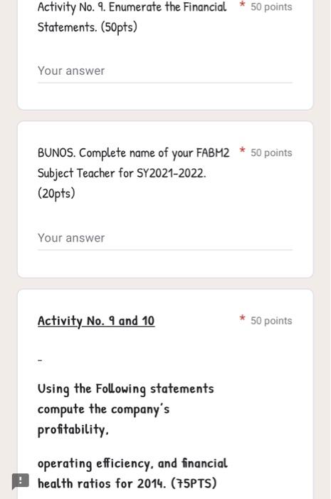 has the * 50 points following transactions for the year ended December