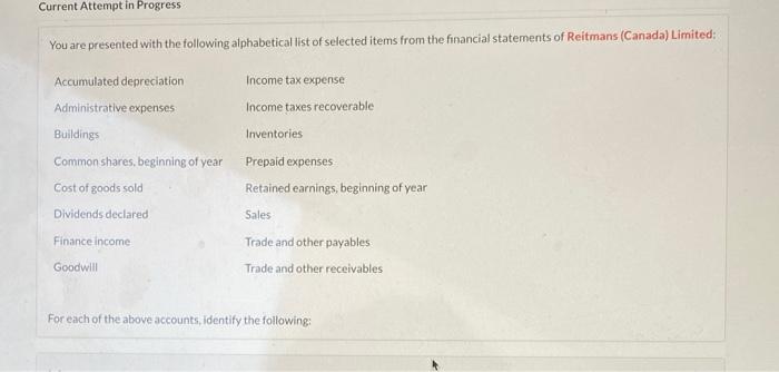  Current Attempt in Progress You are presented with the following alphabetical