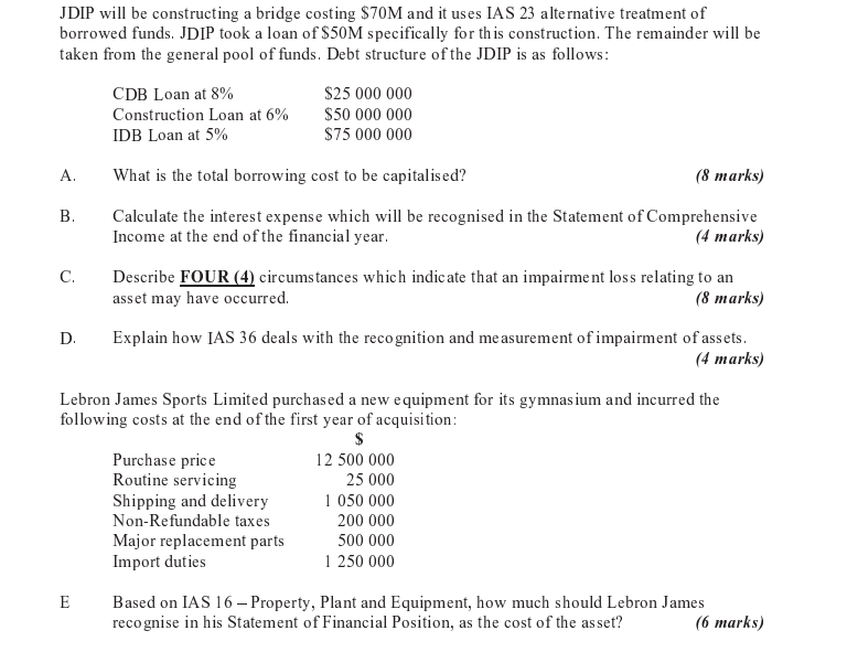 JDIP will be constructing a bridge costing $70M and it uses