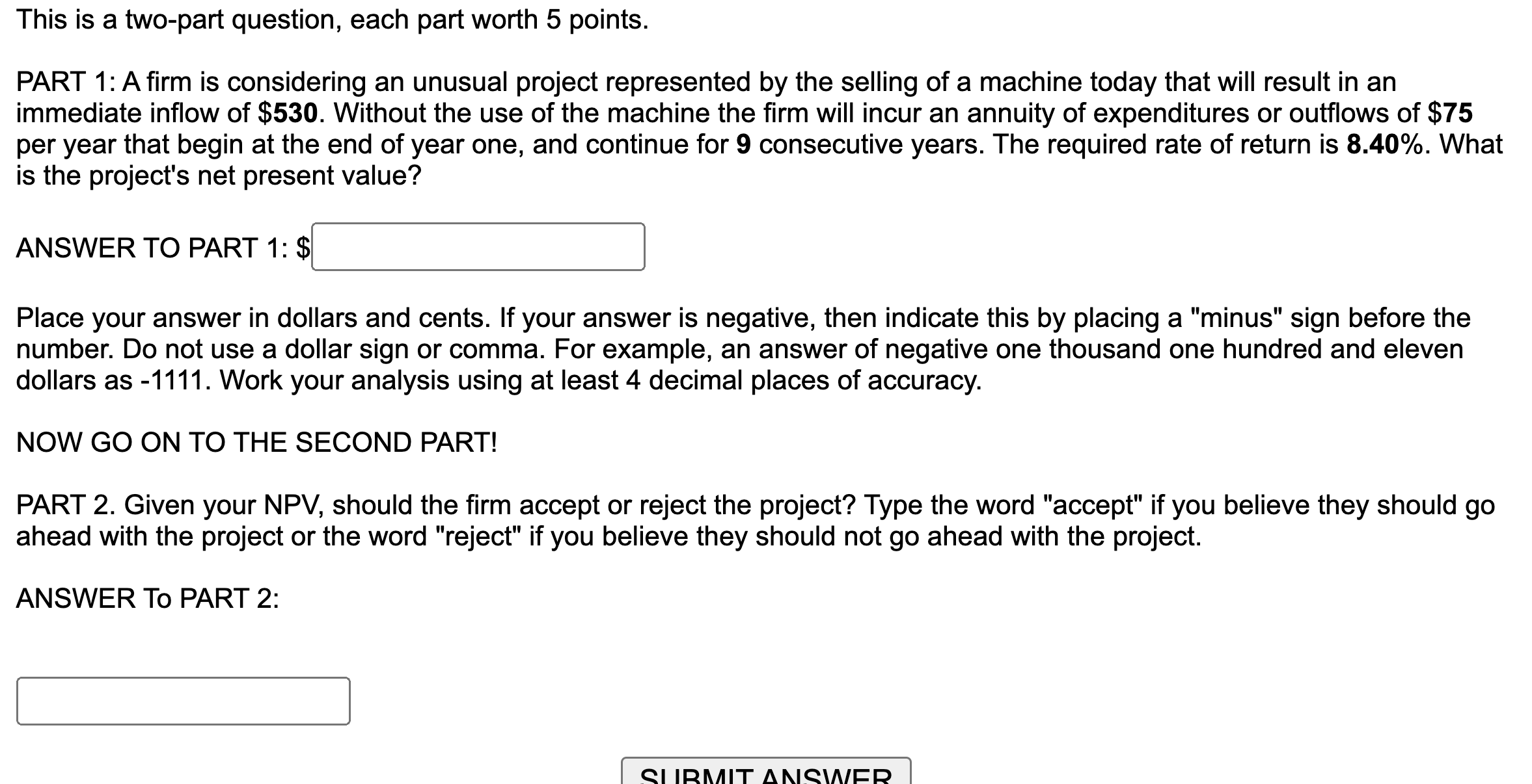 This is a two-part question, each part worth 5 points. PART