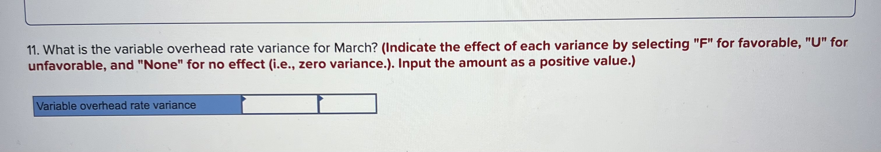 would be the materials price variance for March? (Indicate the effect of