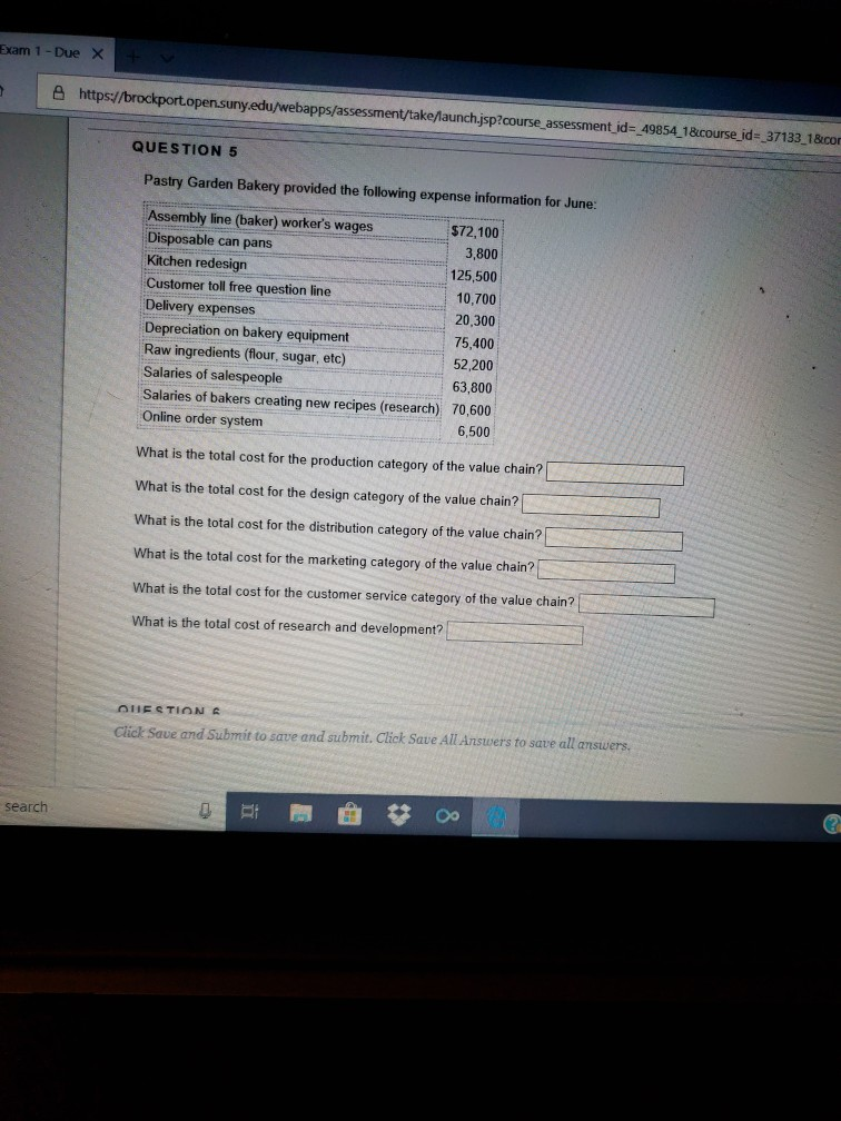 Exam 1-Due X e https:/brockport.open.suny.edu/webapps/assessment/take/Aaunchjsp course assessment id- 49854 18course id-37133.18cor