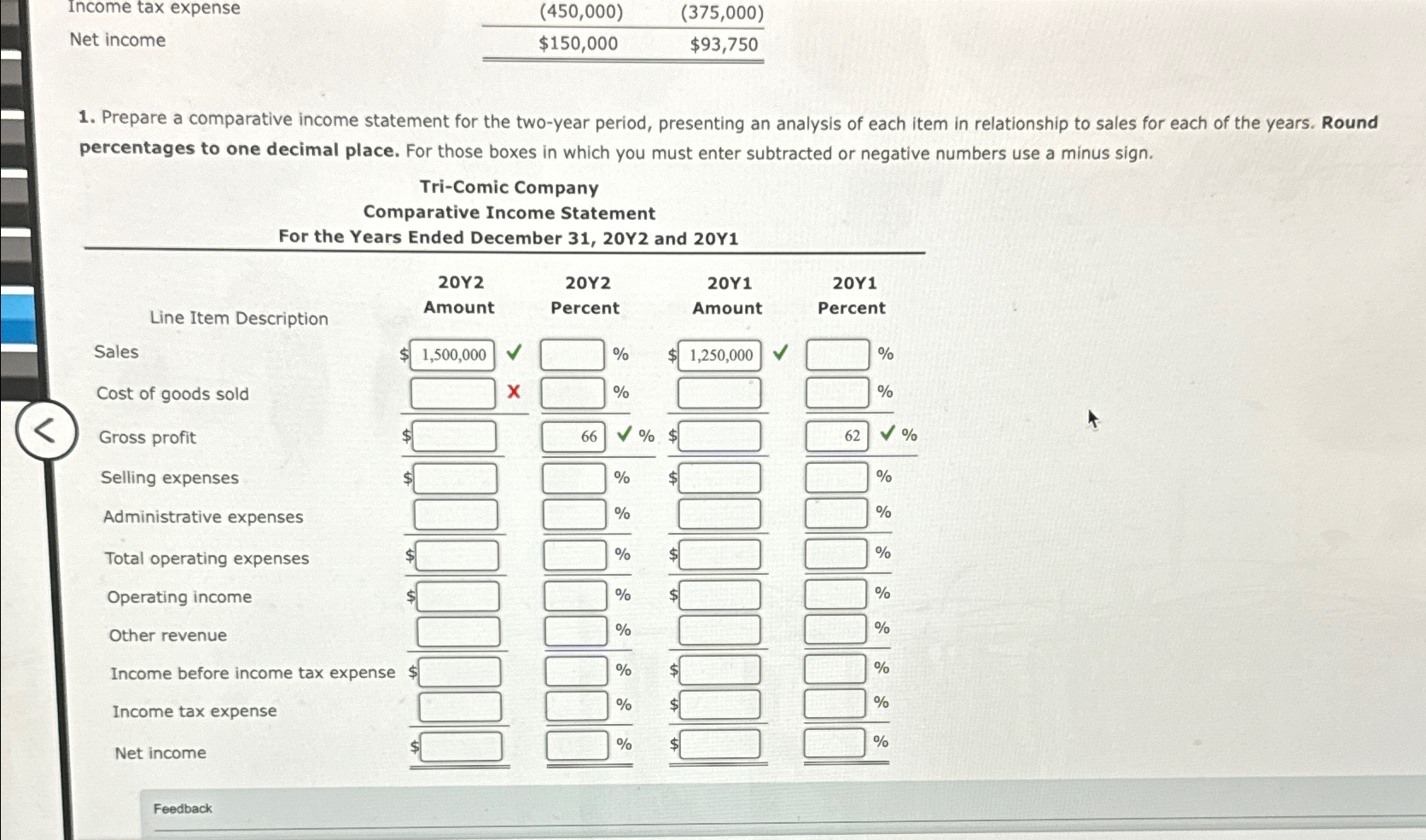  Income tax expense \table[[(450,000),(375,000) 