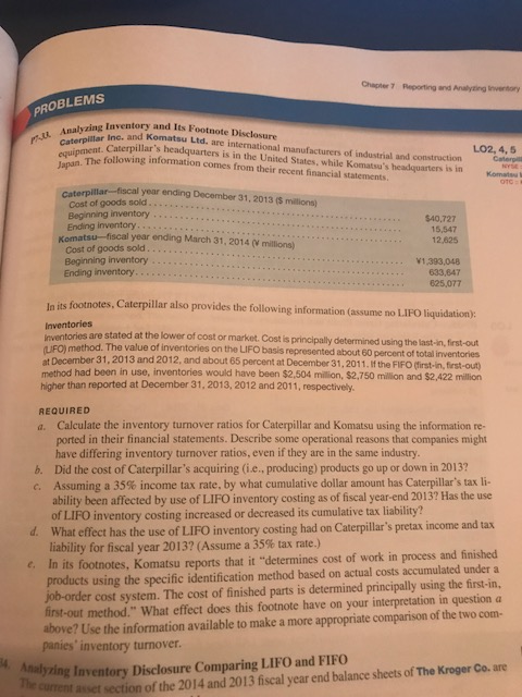 Hi, I need help please! Chapter 7 Reporting and Analyting lnventory PROBLEMS