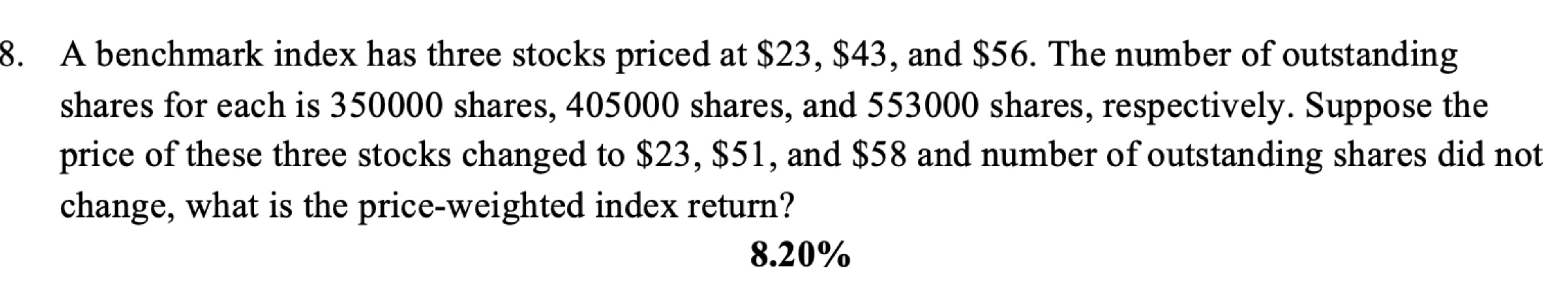  How do I work this one with Excel A benchmark index