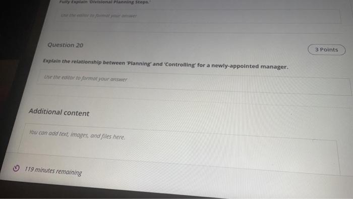  yain Divonal Planning Steps. Question 20 3 Points Explain the relationship