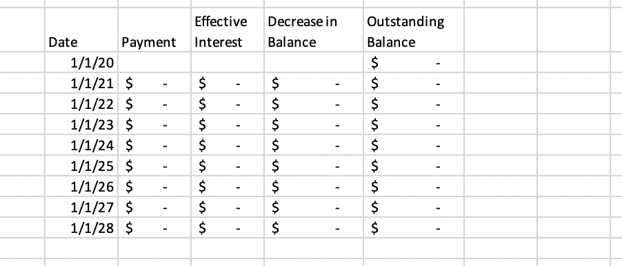 for the transactions/loans on January 1, 2020. Preparing an amortization is "uber"
