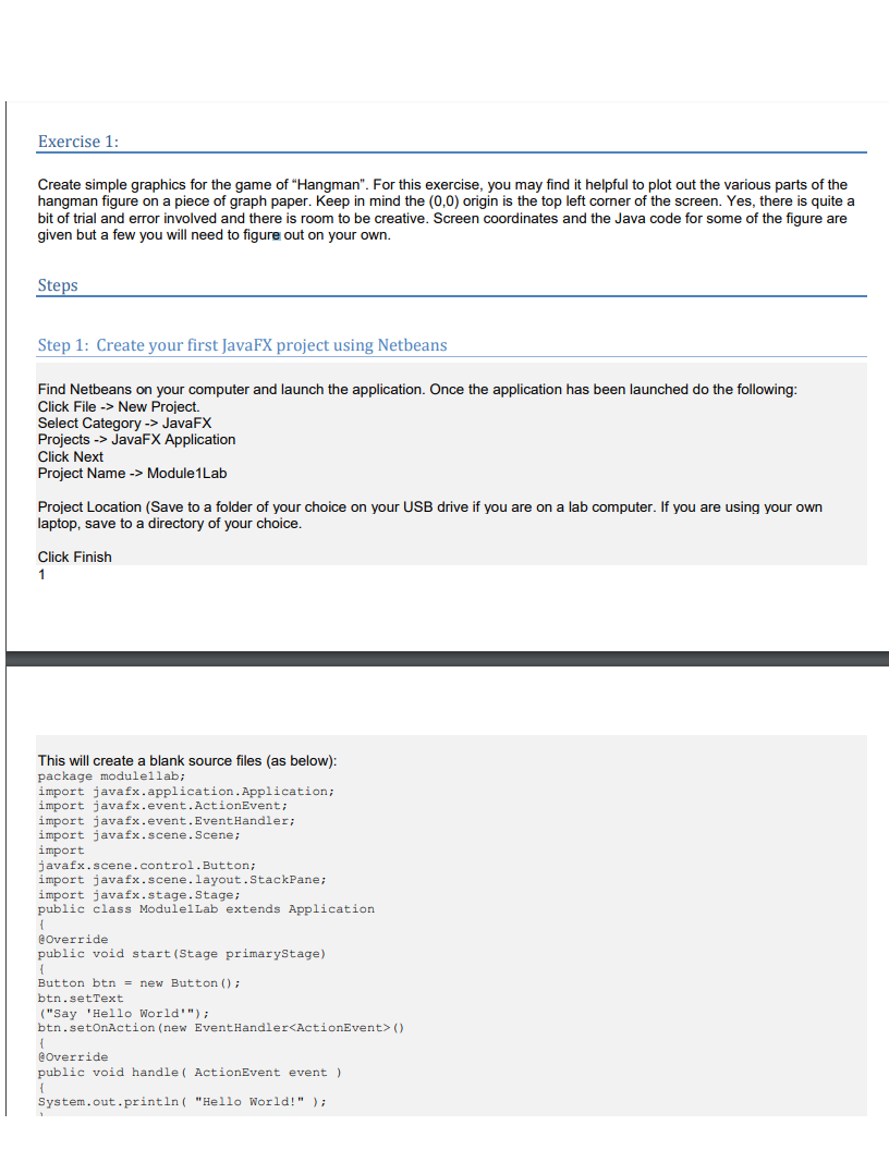 java code please and thank you. step one and two are below.