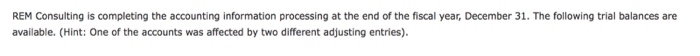  REM Consulting is completing the accounting information processing at the end