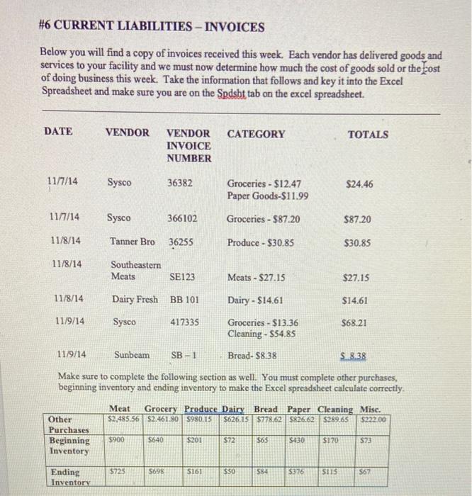  Is this correct? I need help. Thanks! #6 CURRENT LIABILITIES -