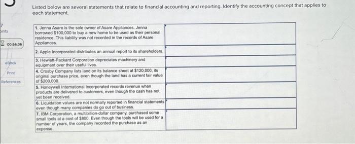  7 pints 00:56:36 eBook Print References Listed below are several statements