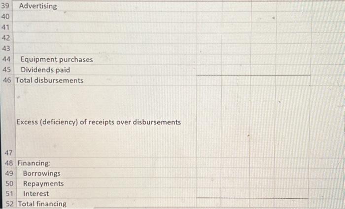 \hline 50 & Repayments \\ 51 & Interest \\ \hline 52 &