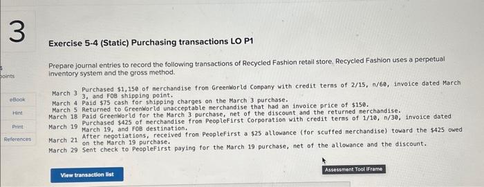  i need all 7 entry thank you. Exercise 5-4 (Static) Purchasing