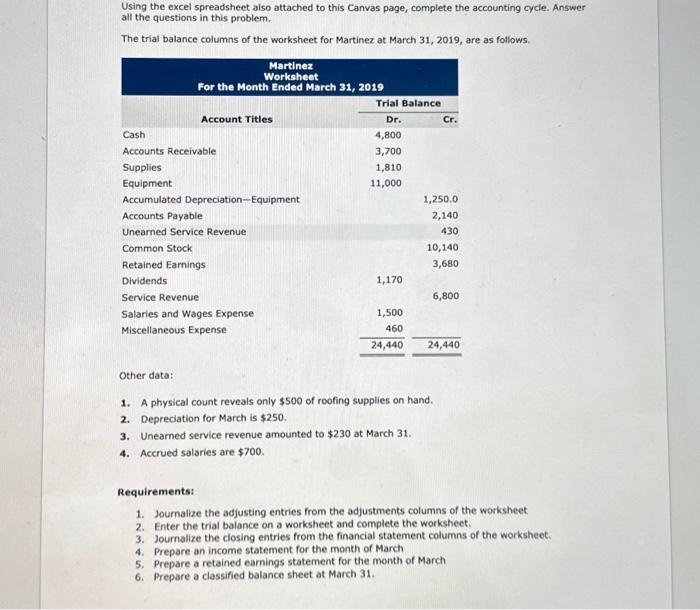  Using the excel spreadsheet also attached to this Canvas page, complete