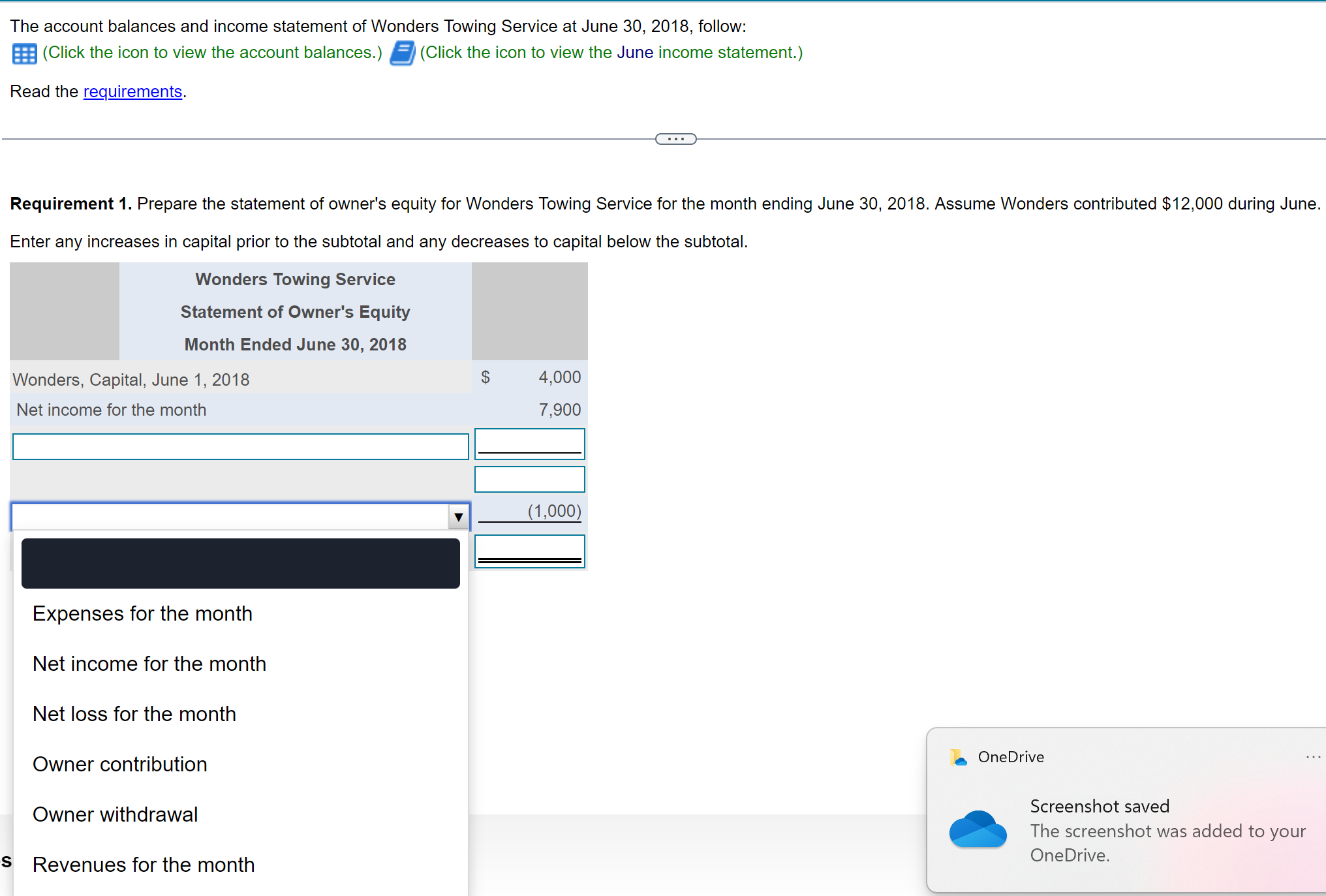 the June income statement.) Read the requirements. Requirement 1. Prepare the statement
