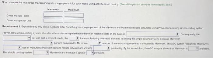 of goods sold for each model. (Round intermediary calculations to the nearest