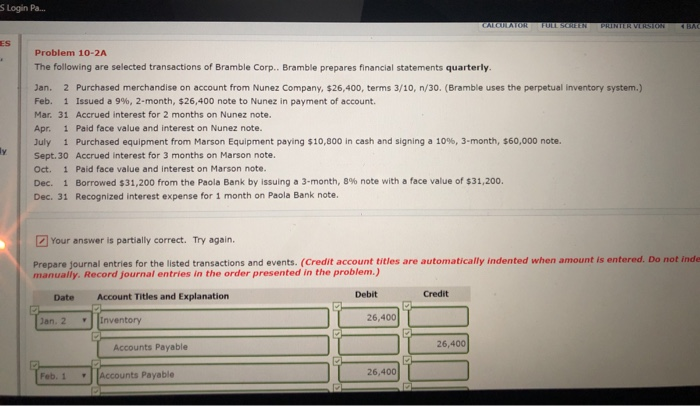  ogin Pa... URTEULATOR TULL SCREEN PRINTER VERSION x Your answer is