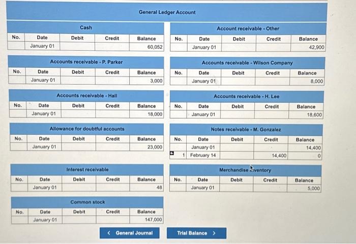 journal entries related to notes receivable and accounts receivable. Hint: Use the