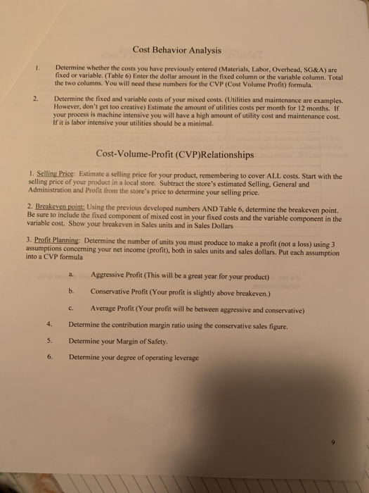 labor as it is added to each activity. Enter the materials from