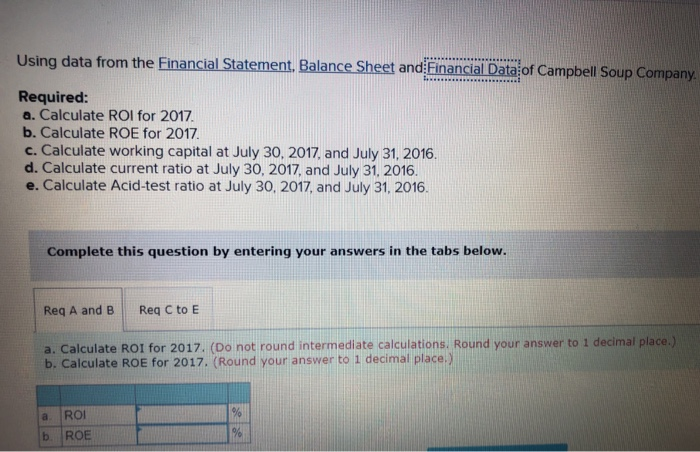  Using data from the Financial Statement. Balance Sheet and Financial Data