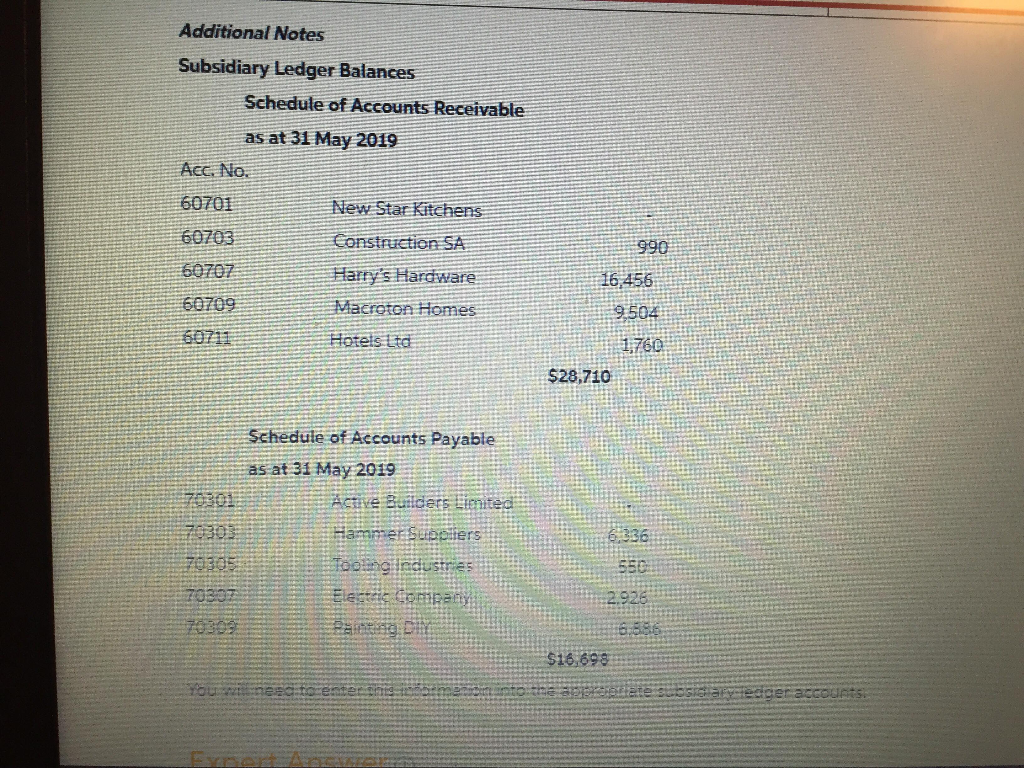 and Accounts Payable Listings from the Subsidiary Ledgers to agree with the