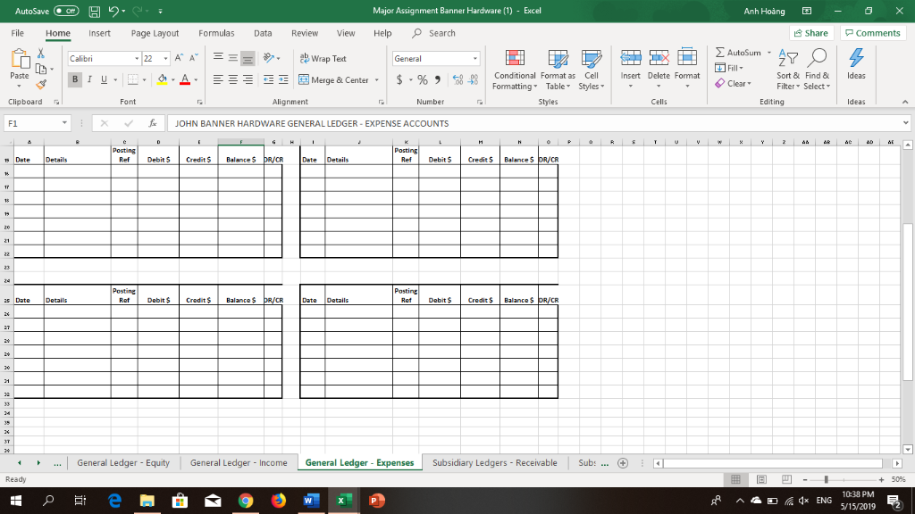 when posted) agree with the relevant General Ledger Control Account e Excel