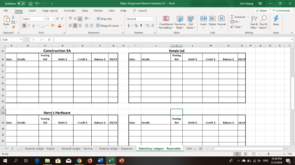 t you are required to compiete. The necessary ledger accounits las well
