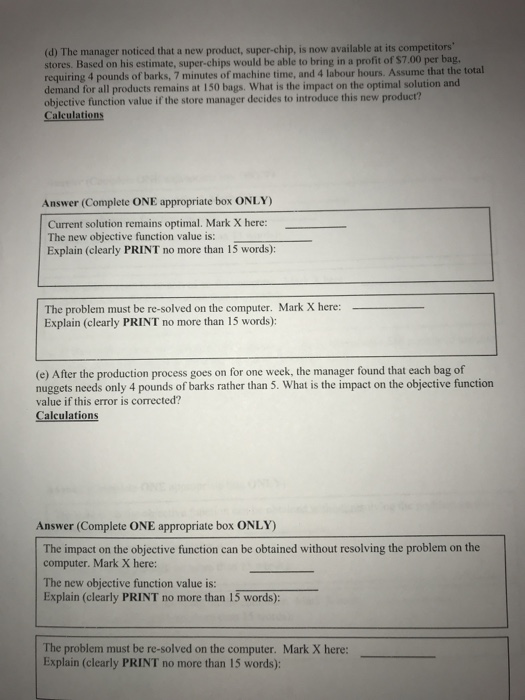 (x). The production process requires pine bark, machine time, and labour time.