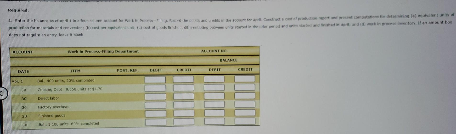 Reports Hearty Soup Co. uses a process cost system to record the