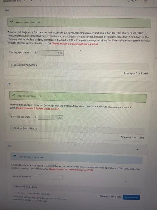 solve for part C thank you ! Assume that Cuffumber Corp, earned