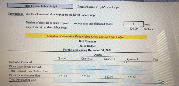 operating budgets: 1. Sales Budget 5. Manufacture Overhead Budget 2. Production Budget