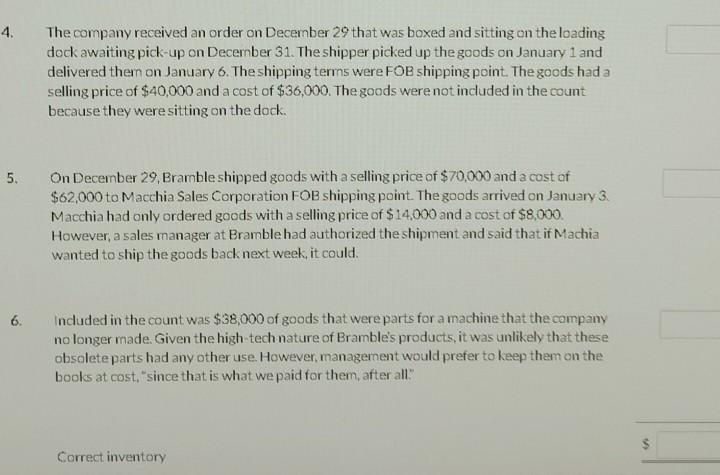 of Bramble Company's inventory account. Bramble did not have a good year,