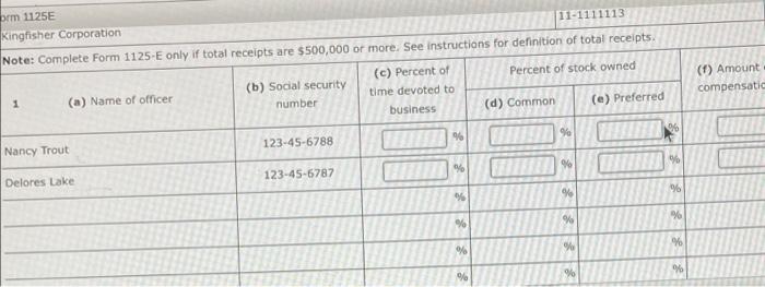 number is 123-45-6788, and Delores's Social Security number is 123-45-6787. . Kingfisher