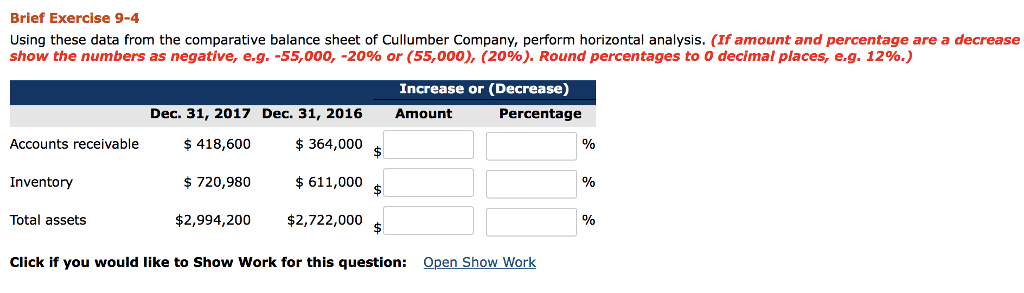  Brief Exercise 9-4 Using these data from the comparative balance sheet