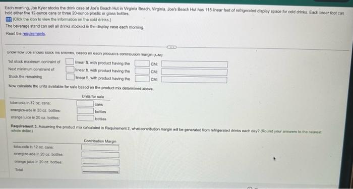 cols drinks) The beverage stand can sell all drinks stocked in the