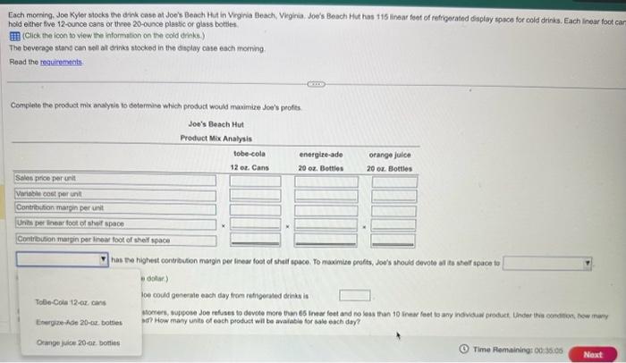 Joe's should sock the dink with the controbution margin. Comginte the prodoct