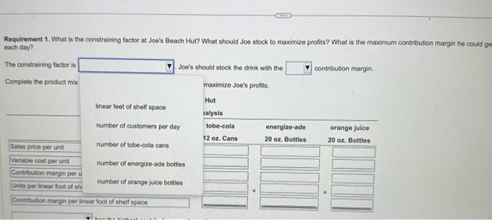 mix analysis to determine whith product would maximize Joe's frodes hold ether