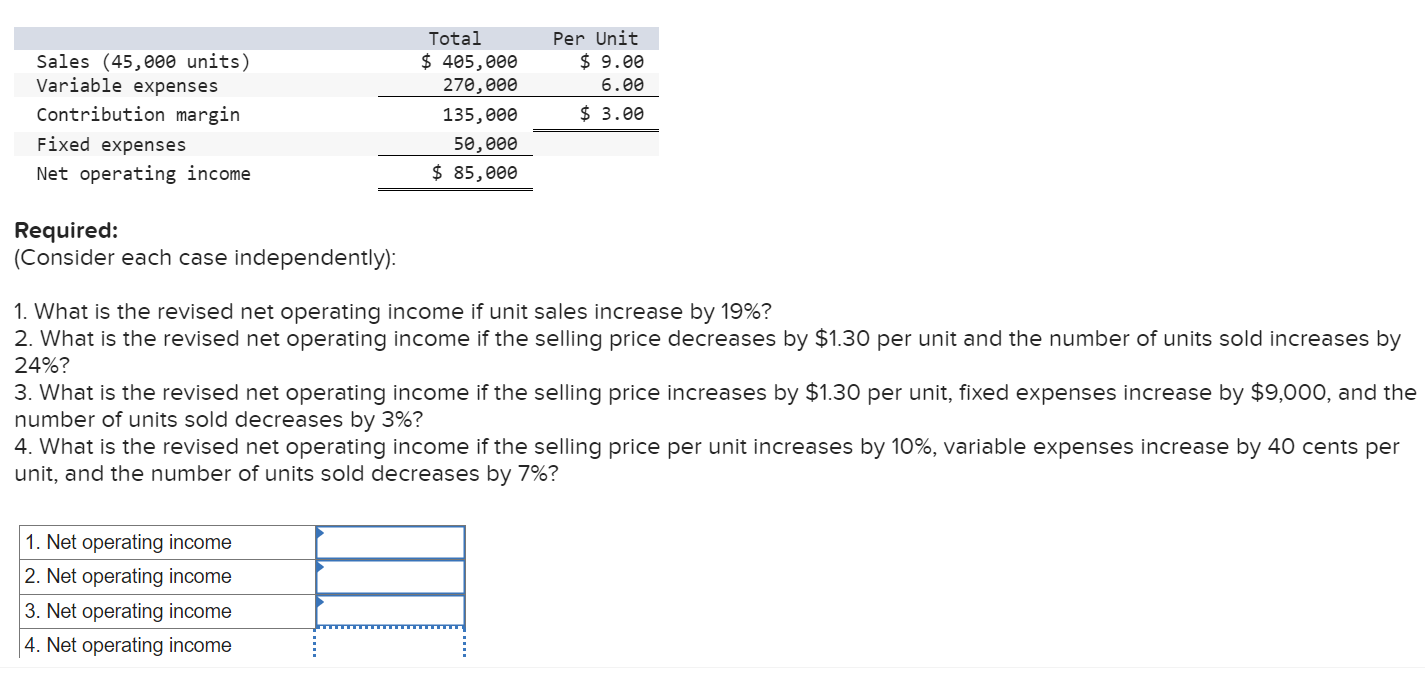 Required: (Consider each case independently): 1. What is the revised net