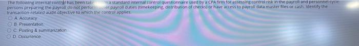  The following internal control has been take a standard internal control
