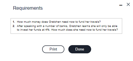 fund her travels? (Click the icon to view Present Value of \\$1