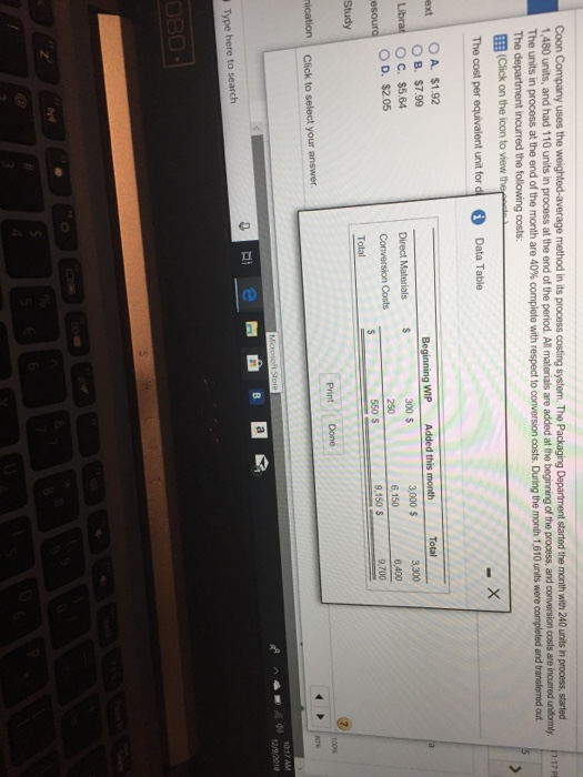  Coon Company uses the weighted-average method in its process costing system.