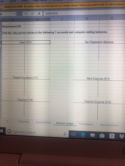 Journal Entries General Ledger rement1 Requirement 2-Post Journal Entries to the General