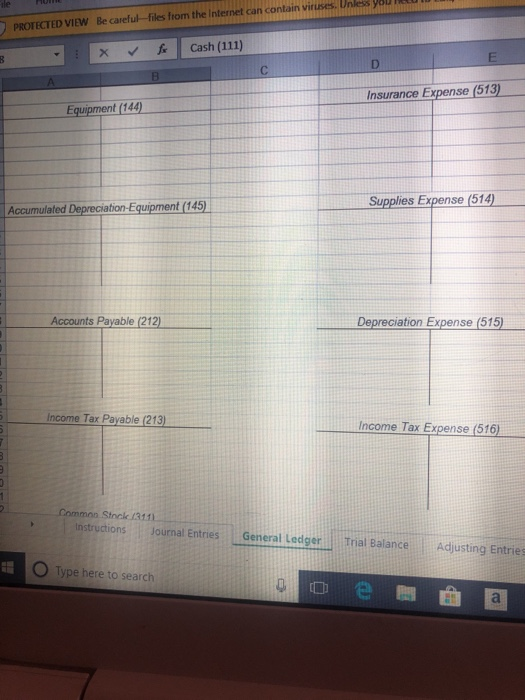 Ledger Requirement 4-Prepare the Adjusting Entries Requirement 5-Post Adjusting Entries to the