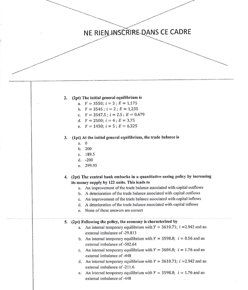 DANS CE CADRE Exercise (14 points) Consider a country operating under fixed