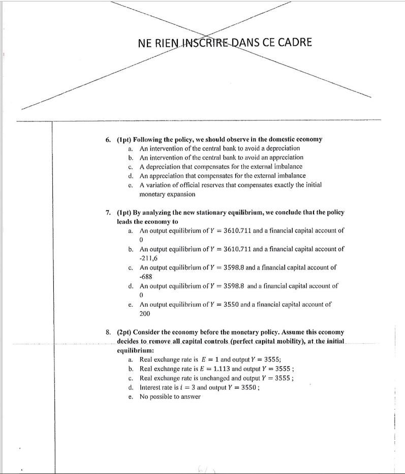 exchange rates and characterized by: Consumption: C = 0.6 x (Y -