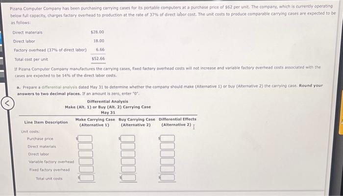  Pizana Computer Company has been purchasing carrying cases for its portable
